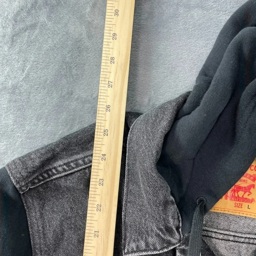 Levi's Hybrid Hooded Trucker Jacket Black Mens Size Large (L) Button
